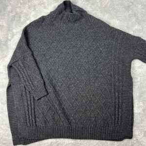 MerSea Lisbon Traveler Sweater Women's OS Gray Lattice Long Sleeve Side Slits